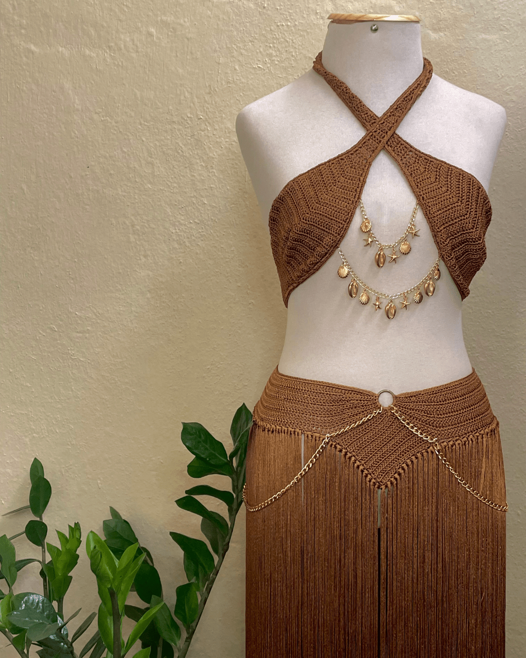 Conjunto Crochê Luxo Bronze - Byndi Crochê